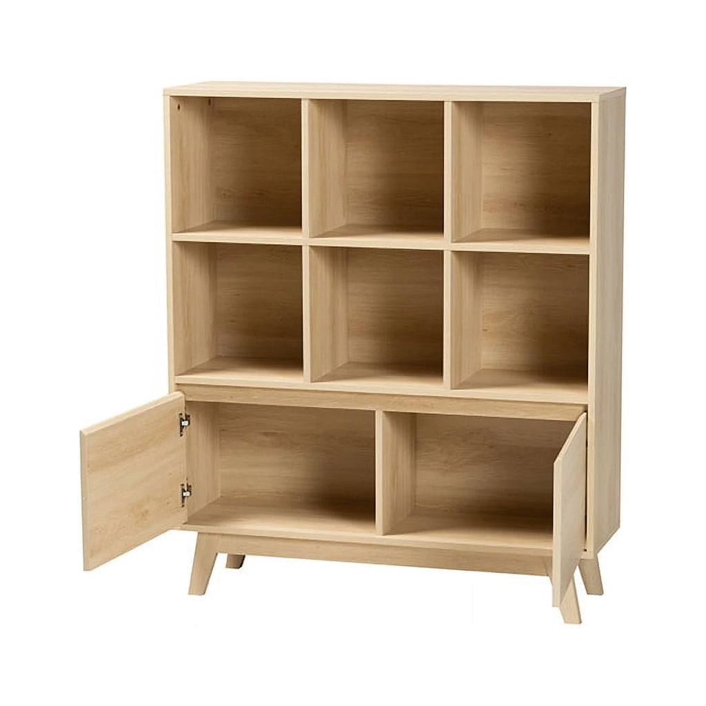 Oak Brown Finished Wood Bookshelf W3402