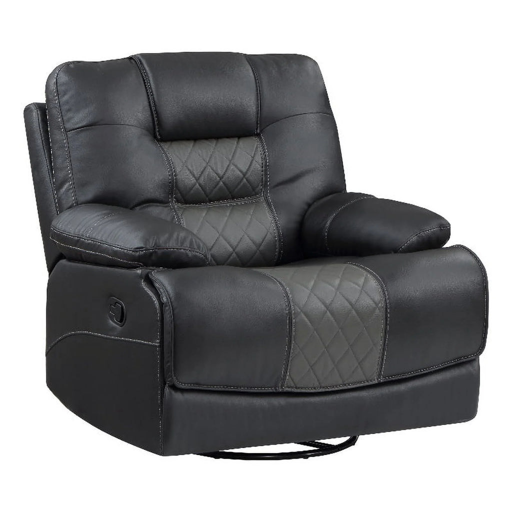 Gray Faux Leather Swivel Glider Reclining Chair K161