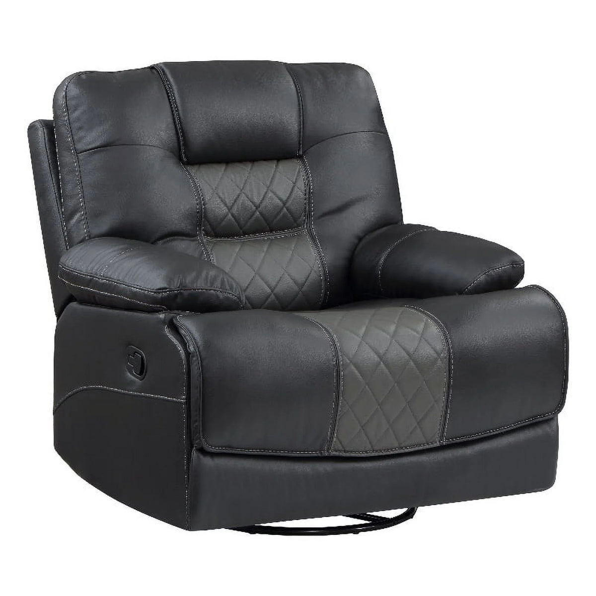 Gray Faux Leather Swivel Glider Reclining Chair K161