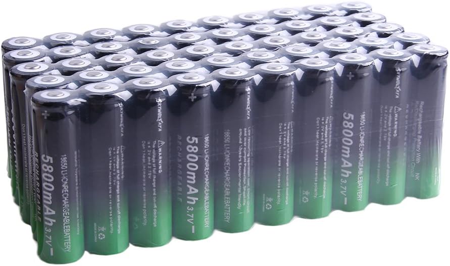 50 Pack 18650 Rechargeable 5800mAh 20A 3.7V Button Top Li-ion Batteries C934516
