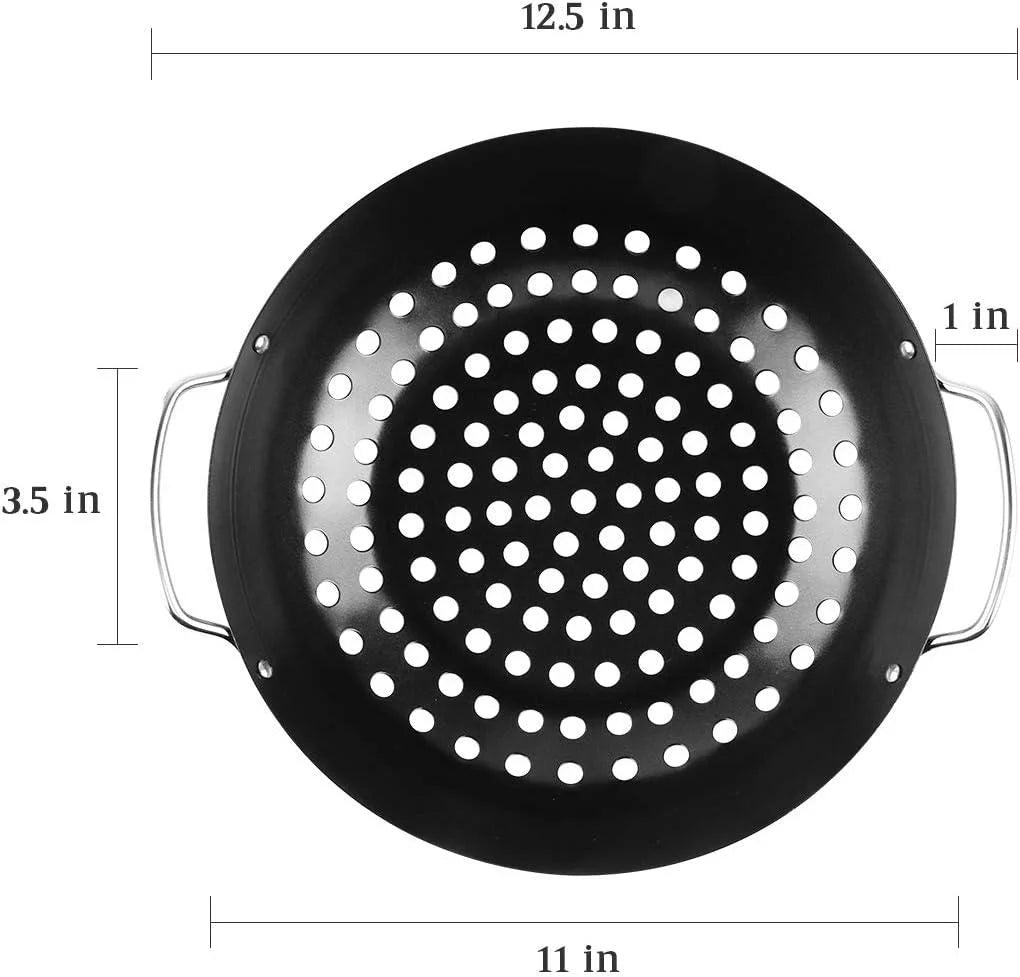 Round Grill Wok with Handle BBQ Accessory L239