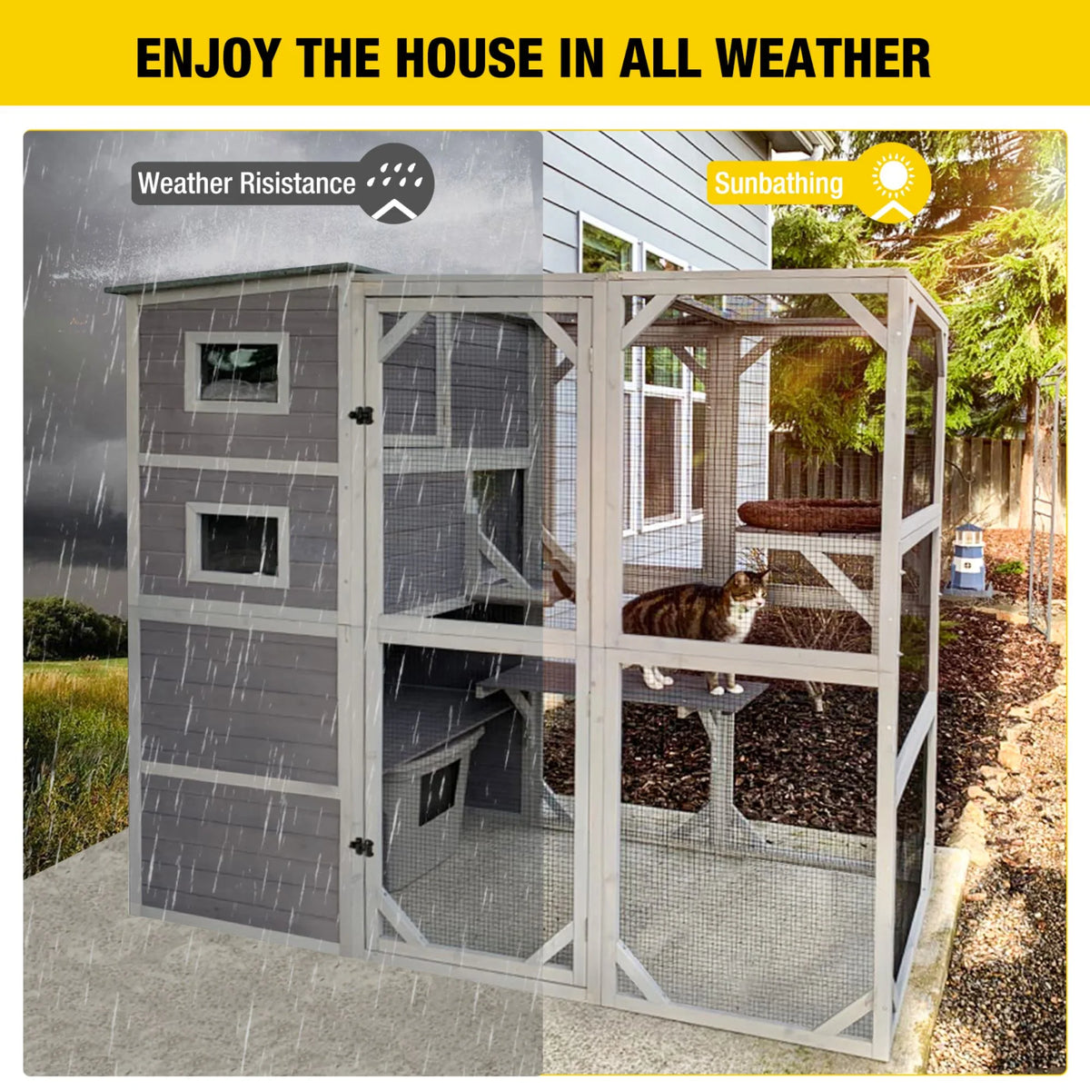 70''H 4 Tiers Outdoor Cat Cage K783923