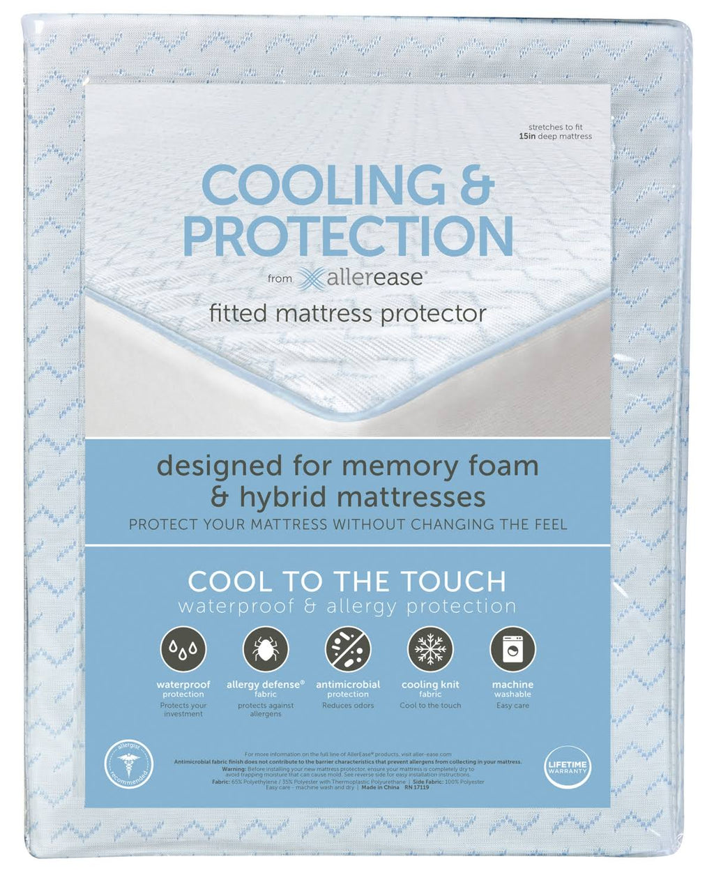 White Cal King Cooling Allergen Barrier Mattress Protector O55557