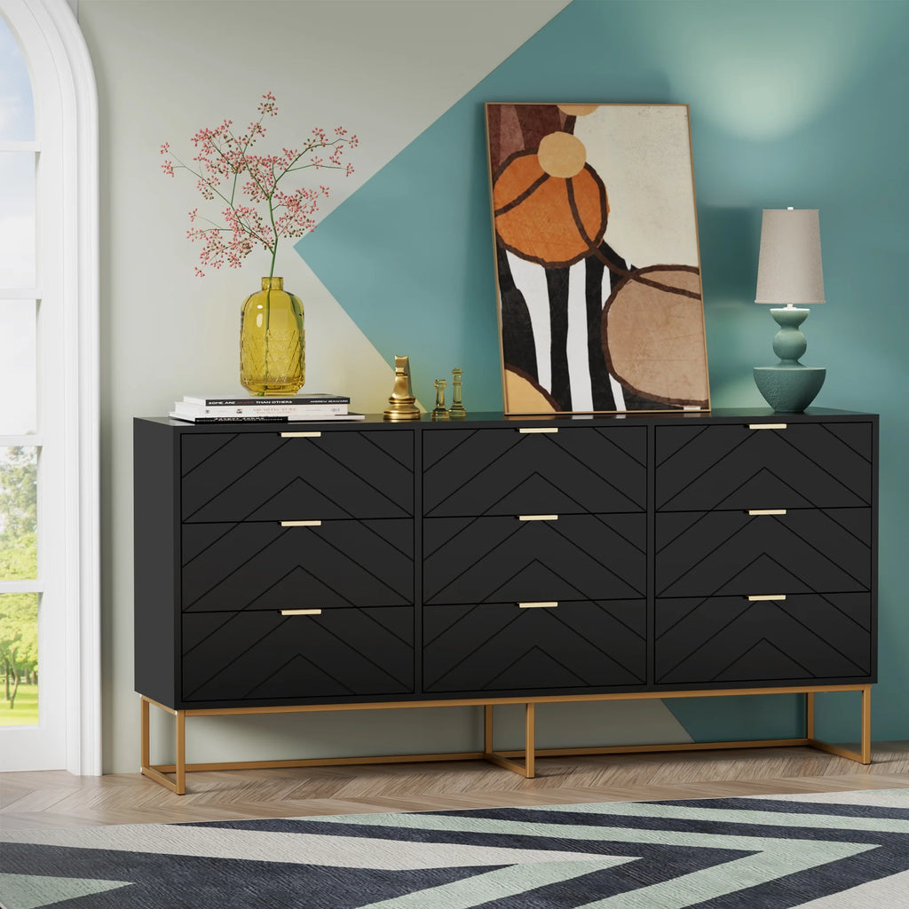 White 9 Drawer Wood Dresser M82145