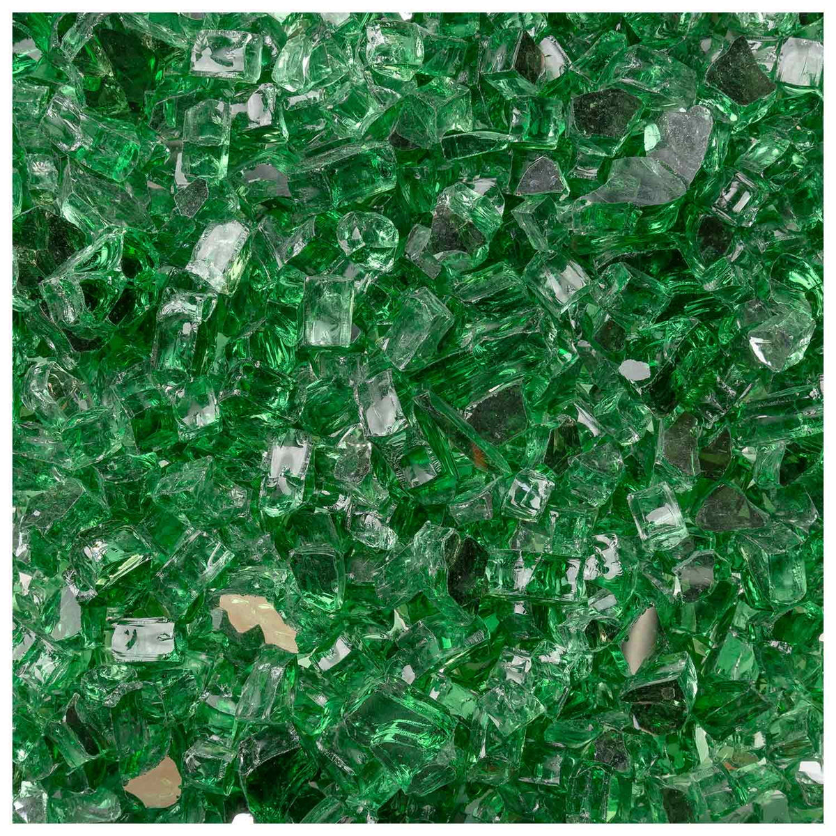 Green Reflective Tempered Fire Glass 1/2", 10 lb. Jar D791