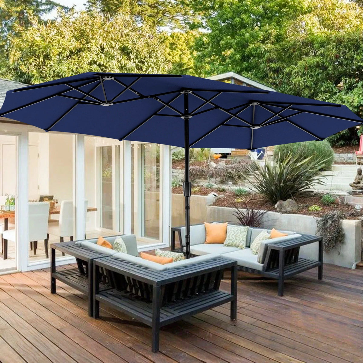 13FT Double Sided Patio Umbrella with Crank Handle Q54667