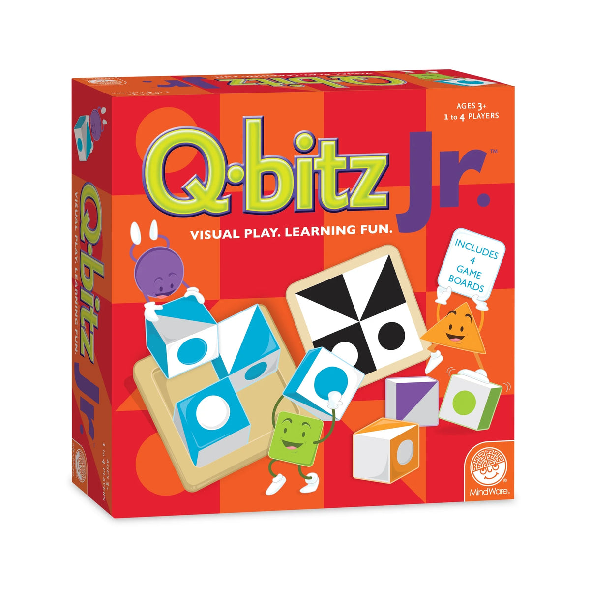 Q-bitz Jr. Game - 60 Pattern Cards, 4 Wooden Cube & Tray Sets X614671