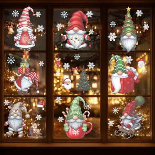 226 PCS White Snowflake Window Clings, 9 Sheets Double-Sided Reusable Decals Z3346
