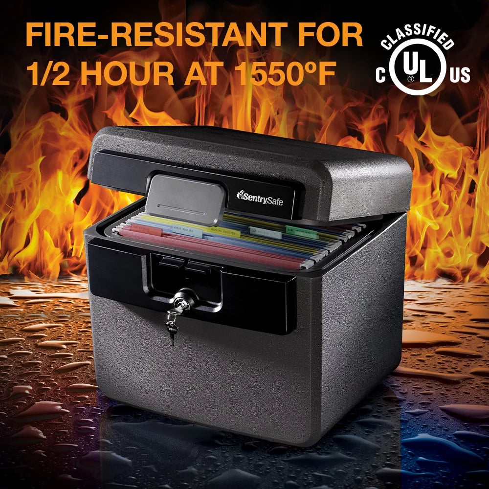 Fire-Resistant Water-Resistant Key Lock Safe Box 0.65 cu. ft. J96998