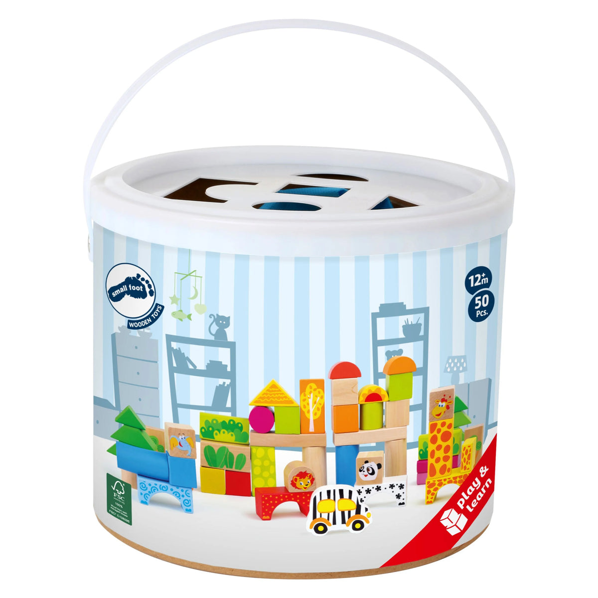 50 Piece Wooden Blocks Zoo Theme Playset H353036
