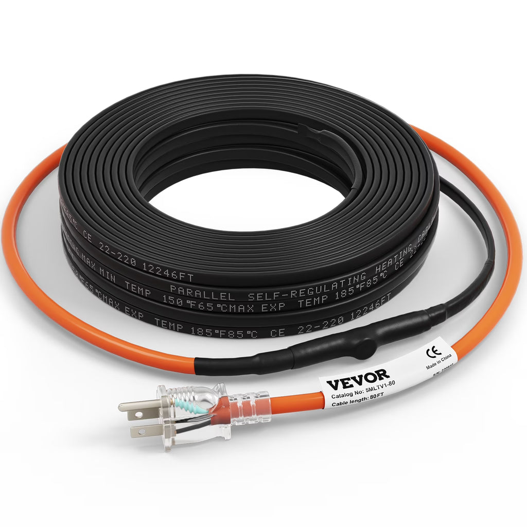 Self-Regulating Pipe Heating Cable, 80-feet 5W/ft, 120V B38184