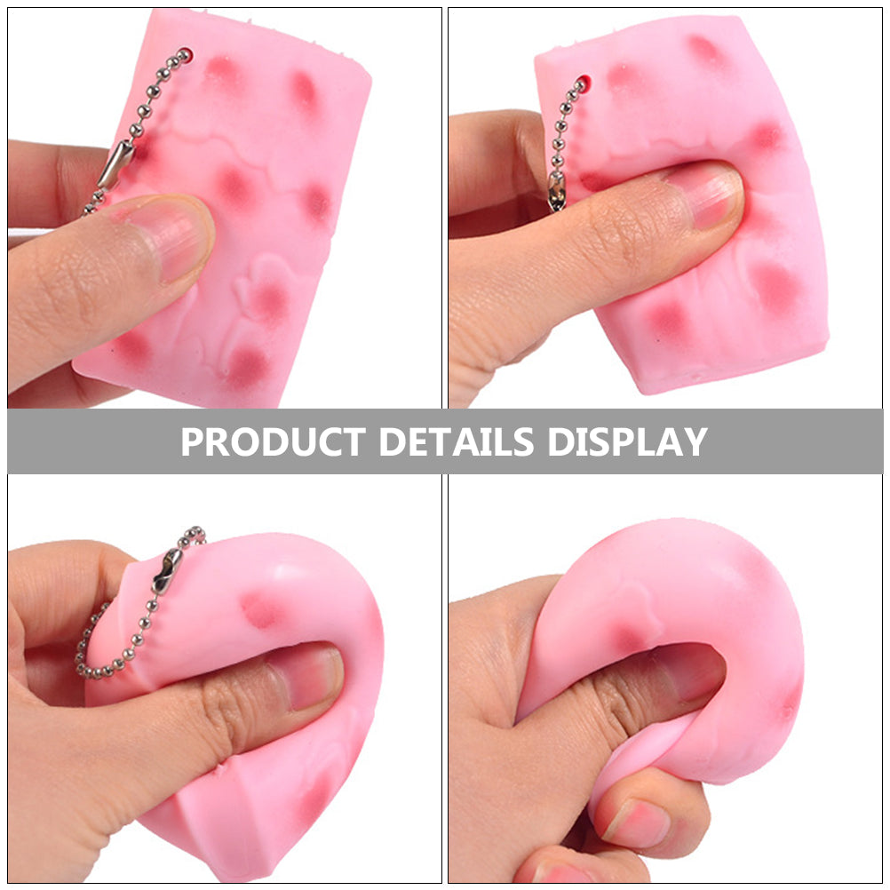 3 Pcs Squeeze Tofu Toy Cartoon Miniature Key Hanging Decor K5833