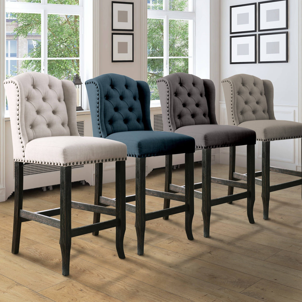 Dark Blue Counter Height Stool Set of 2 A4397