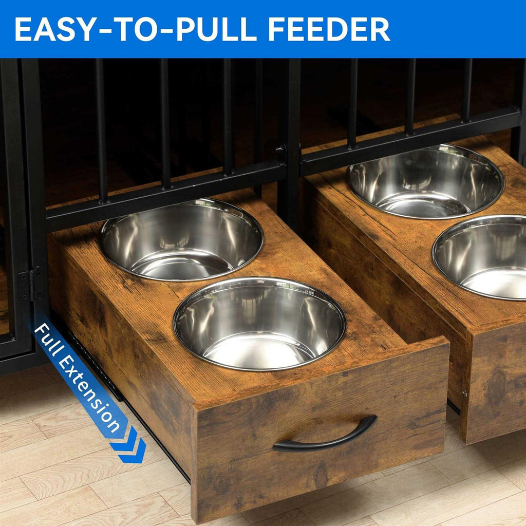 Large Breed Wooden Dog Crate Furniture with Drawers T594986