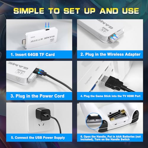 64GB Retro Game Stick with 2 Wireless Controllers X7800