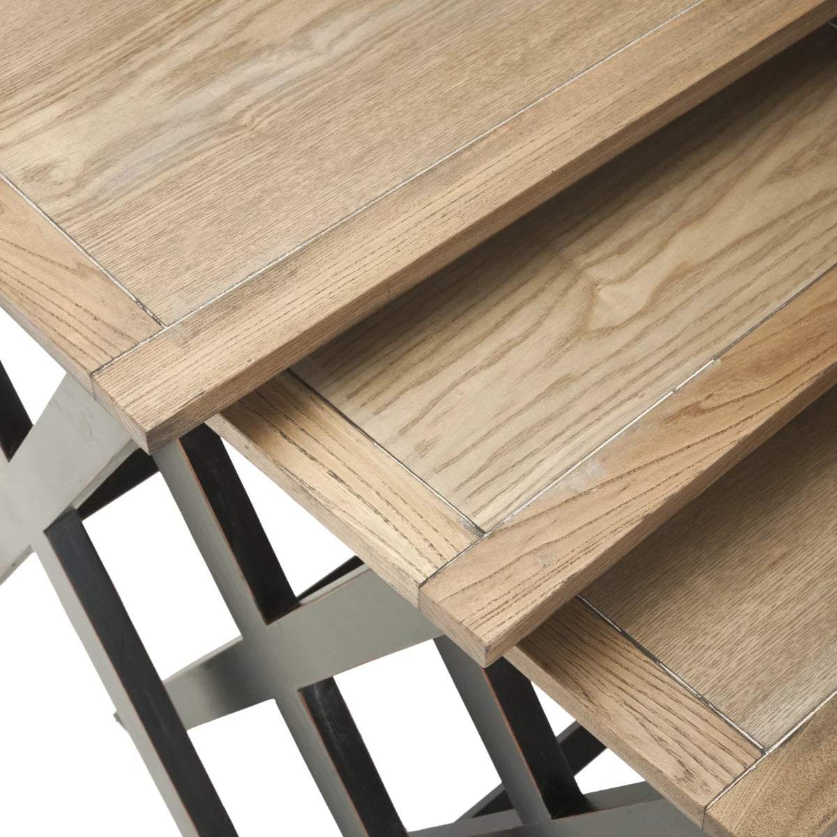 Black Oak Stacking Tray Tables B248669