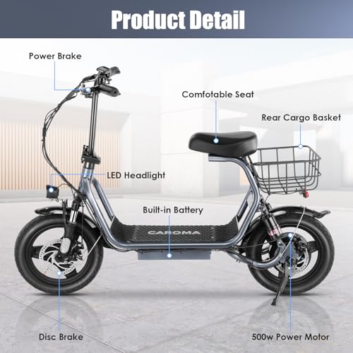 500W/800W/1200W Electric Scooter with Seat, 14" Fat Tire, Foldable Electric Scooter E80927