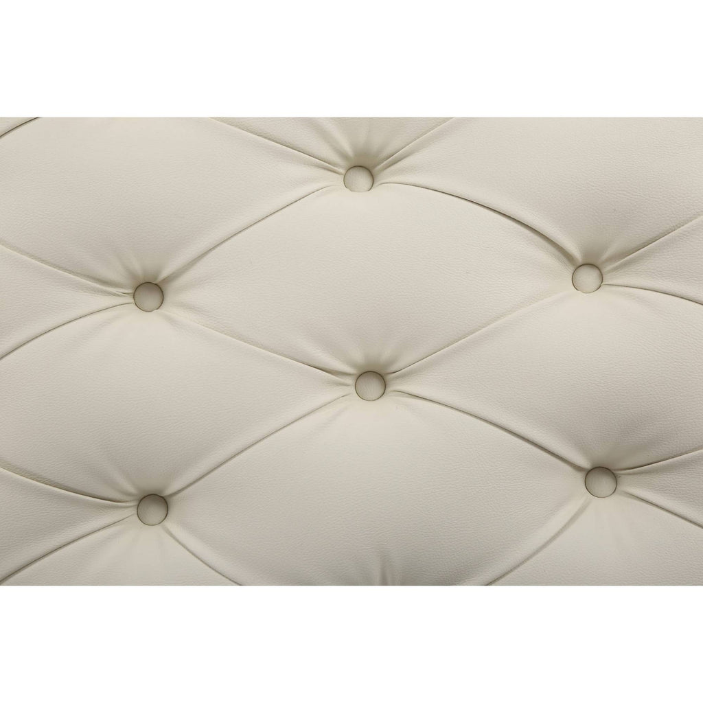 White PU Button Tufted Square Ottoman H1307