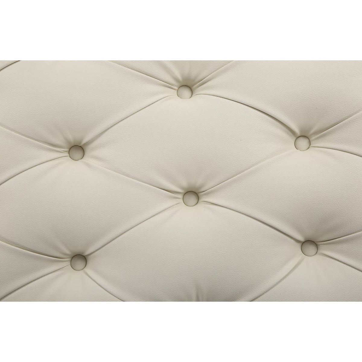 White PU Button Tufted Square Ottoman H1307