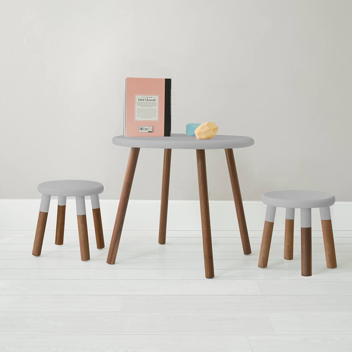 Kids Chair Set of 2 Walnut Deep Blue K376679