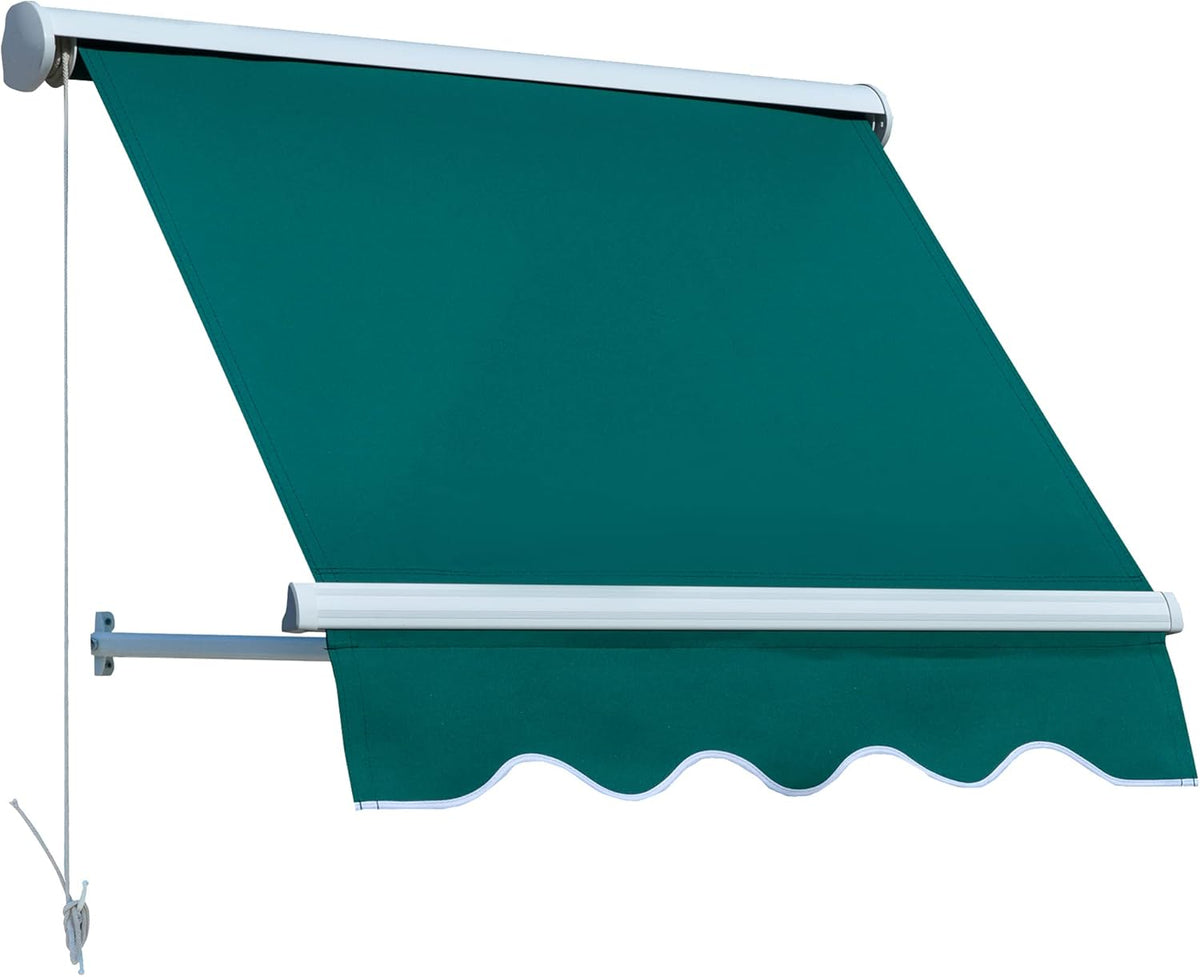 Green Manual Retractable Patio Window Awning I730701