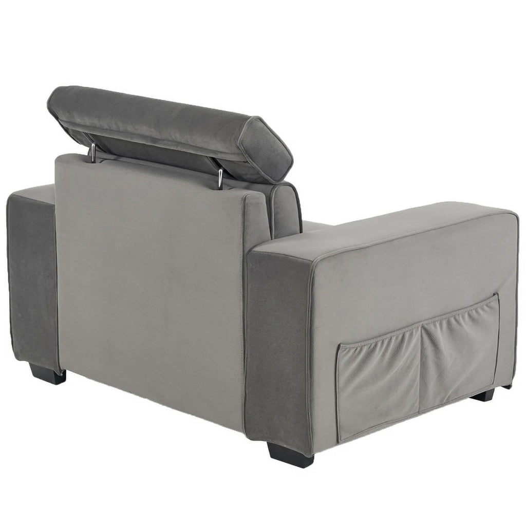 Brown Single Sofa with Side Pockets K445