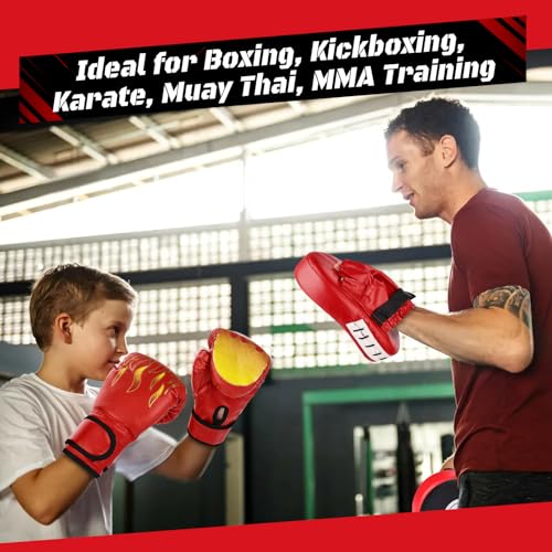 4-in-1 Kids Boxing Gloves and Punching Mitts Set with Hand Wraps E8739