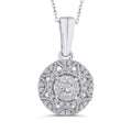 Diamond Cluster Halo Pendant Necklace in 10k White Gold H931