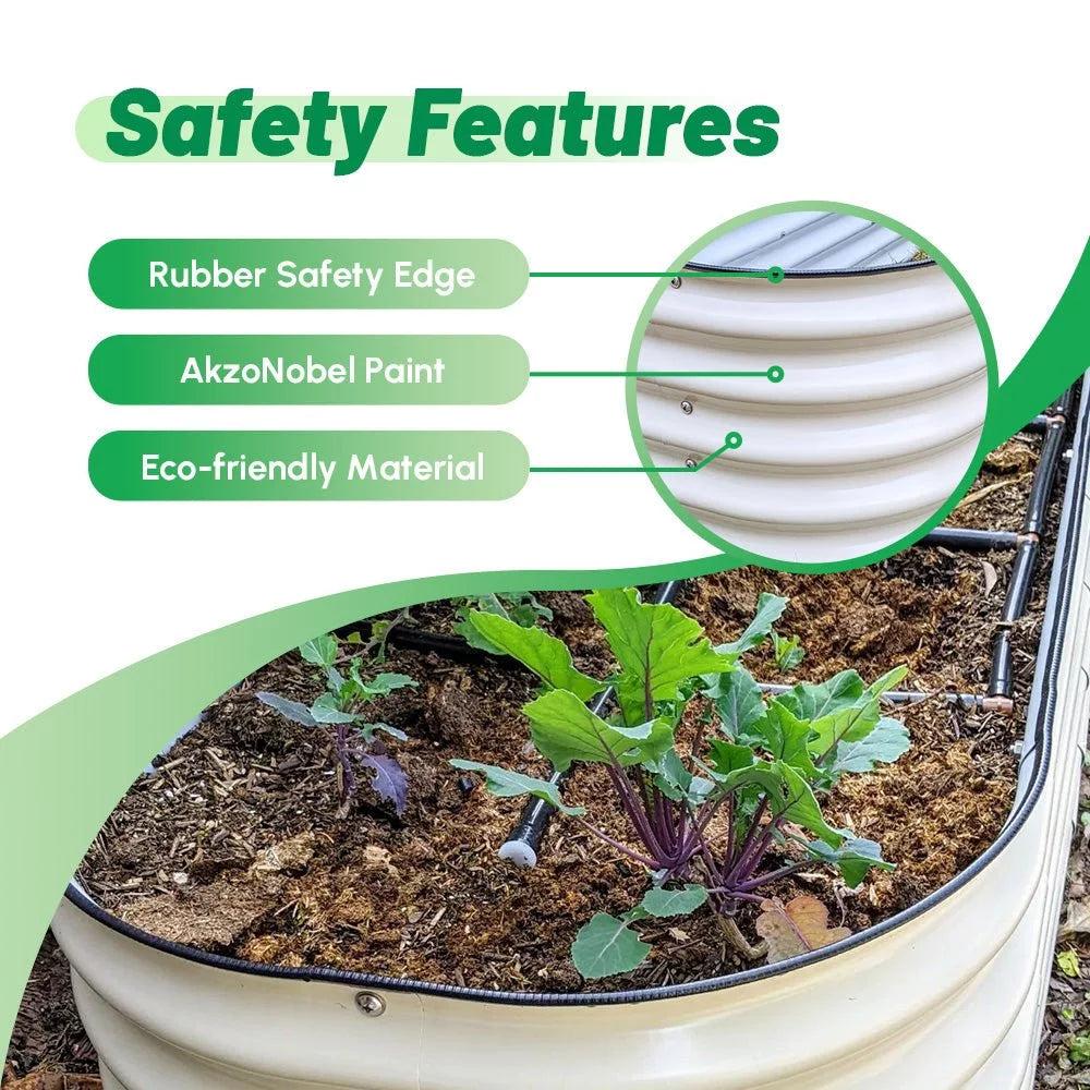 17" Tall L-Shaped Modular Corrugated Metal Raised Garden Beds Grey Z2301
