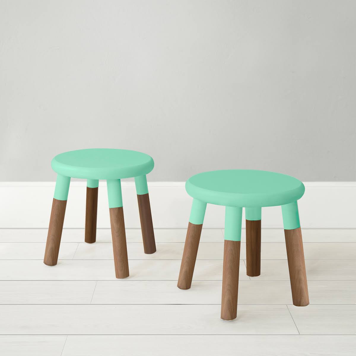 Kids Chair Set of 2 Walnut Deep Blue K376679
