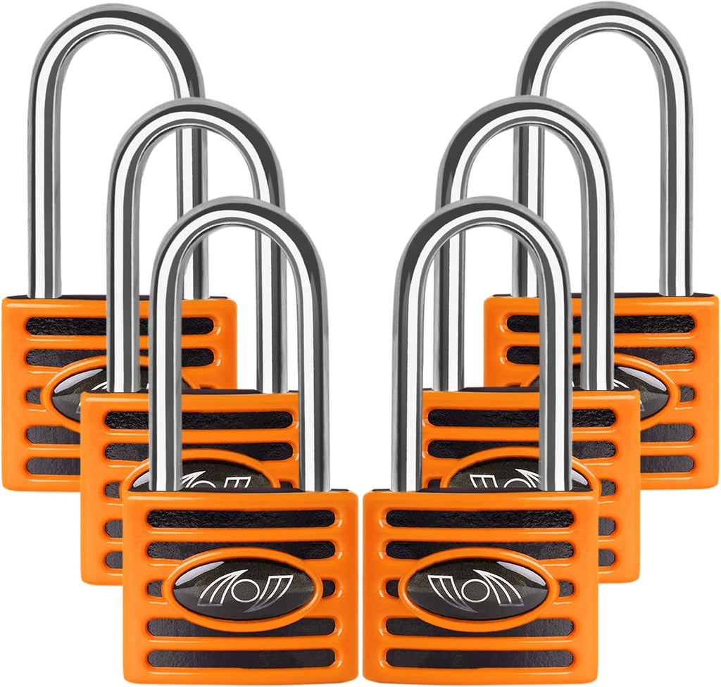 2.5 Inch Long Shackle Keyed Alike Padlocks 6 Pack Red K8495