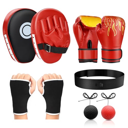 4-in-1 Kids Boxing Gloves and Punching Mitts Set with Hand Wraps E8739