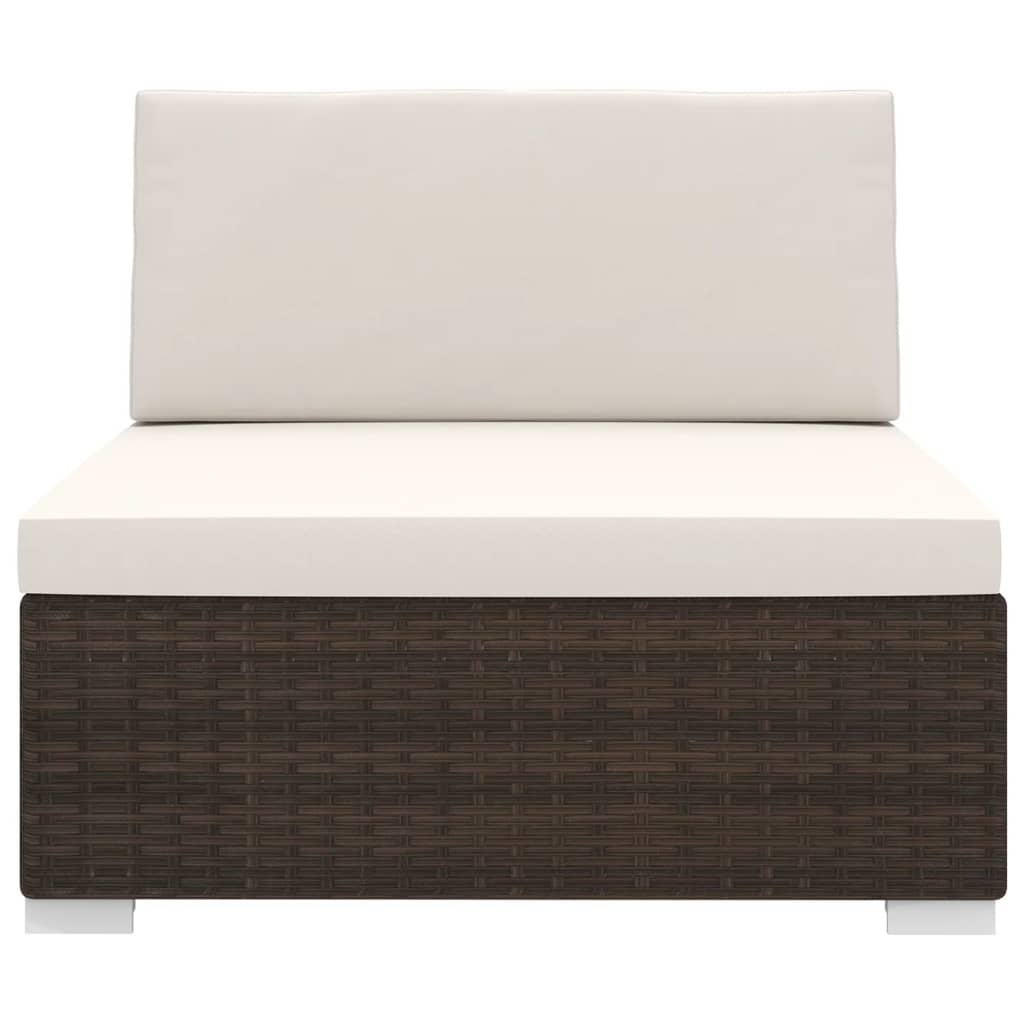 Brown Poly Rattan Sectional Middle Seat with Cushions R370894