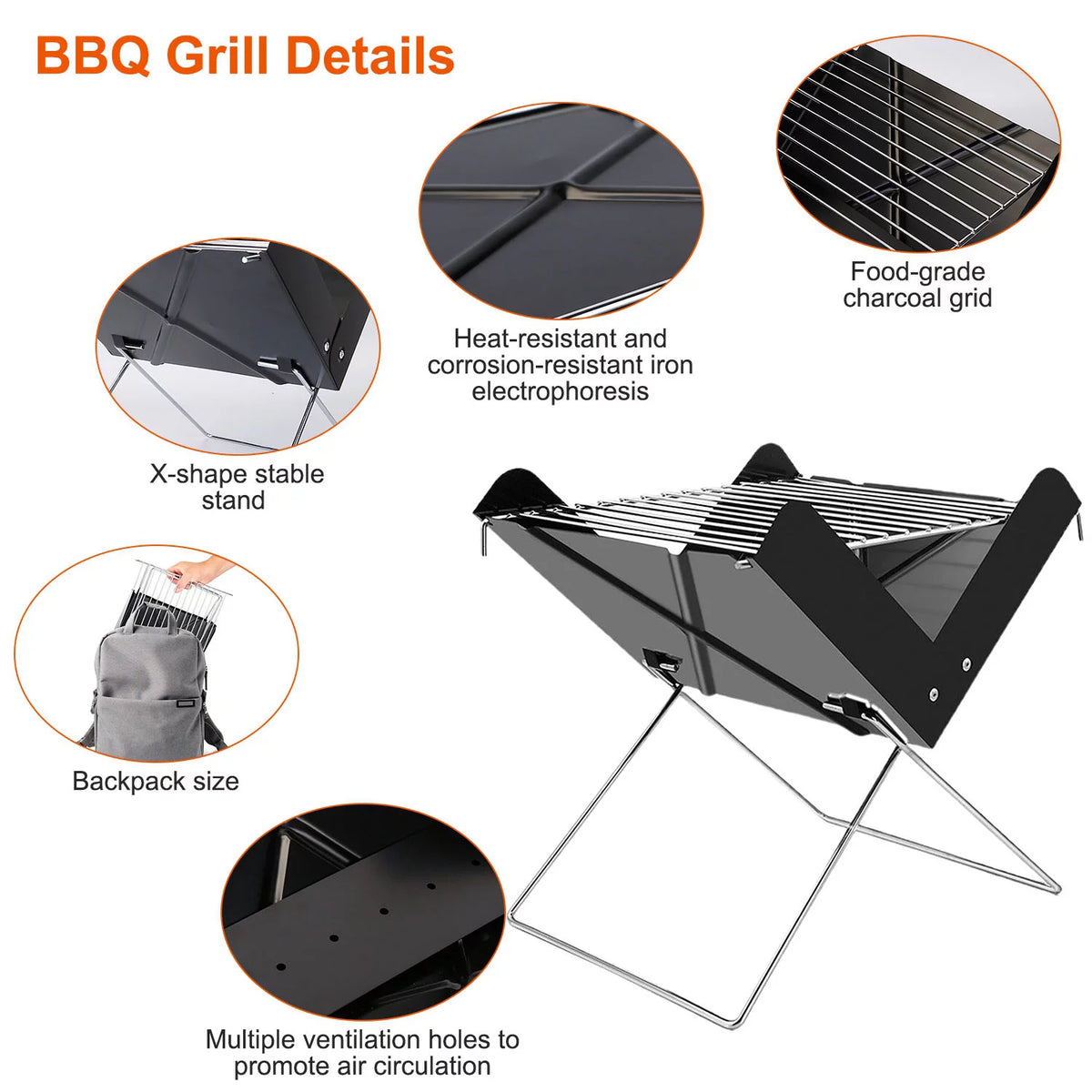 Foldable Mini Stainless Steel BBQ Grill J78068