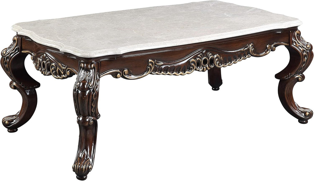 Wooden Coffee Table in Marble and Antique Oak E553220