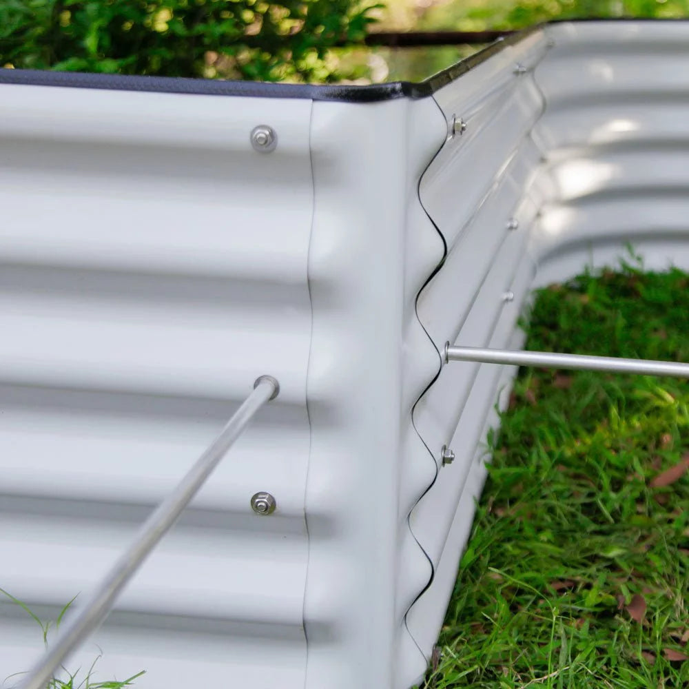 17" Tall L-Shaped Modular Corrugated Metal Raised Garden Beds Grey Z2301