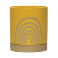 Yellow Stoneware Planter with Saucer, Set of 2 V1812
