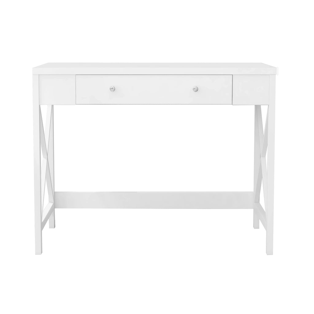 White Work Study Desk with Storage Drawer D77297