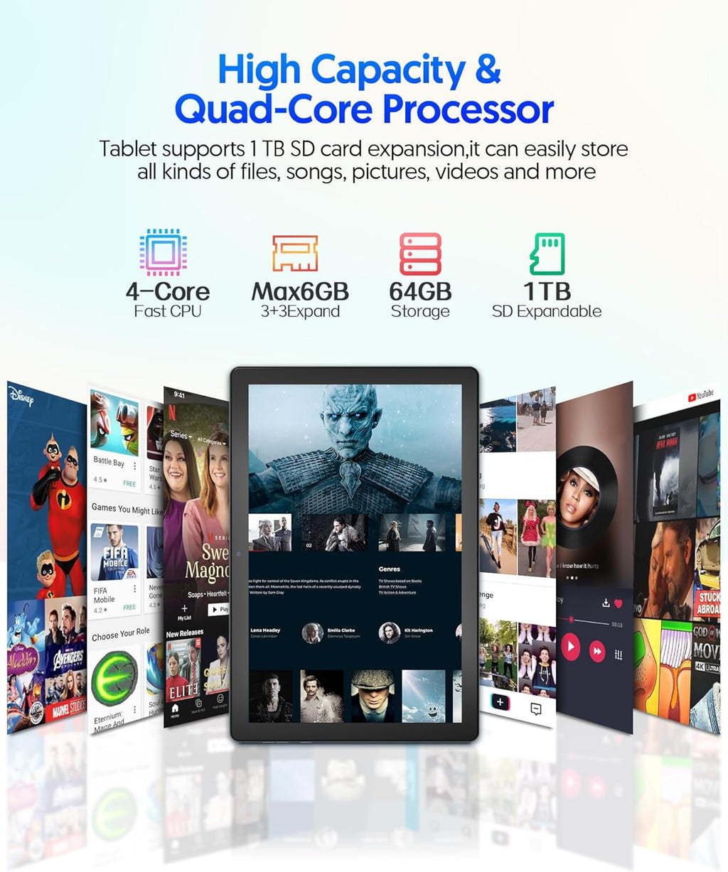 6GB RAM 64GB ROM 10 inch Android Tablet with Keyboard I654