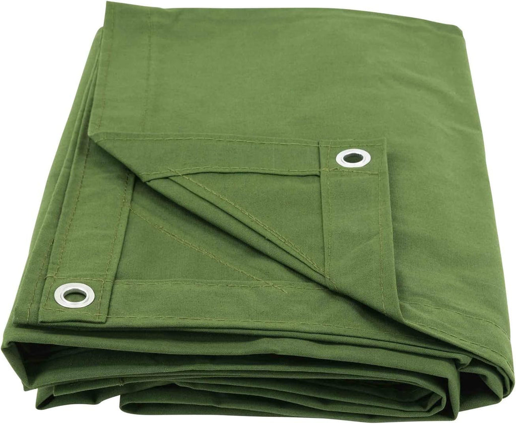 Green Canvas Tarp 12oz Heavy Duty Water Resistant 10' x 16' Pack of 2 I38401