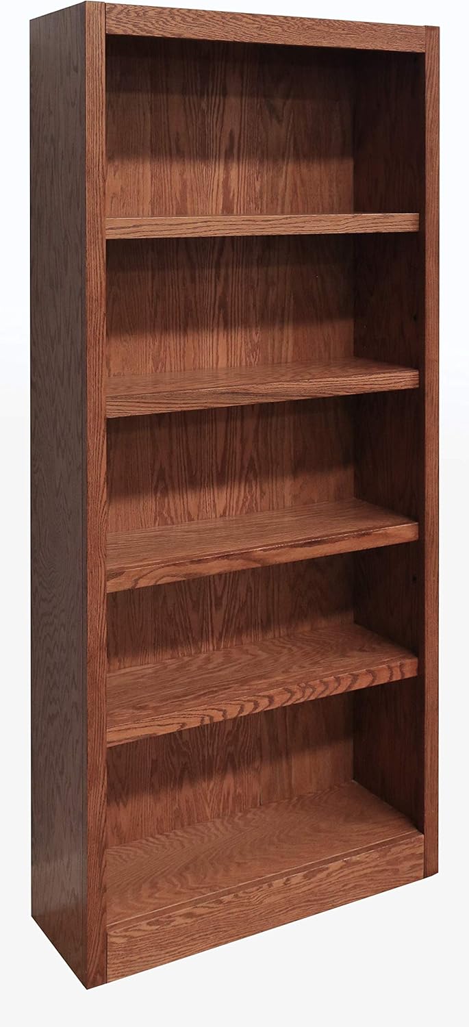 Five Shelf Bookcase 72" H Dry Oak Finish I402