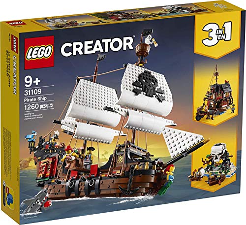 LEGO Creator 3 in 1 Pirate Ship Building Set, 4 Minifigures, Shark Toy, Ages 9+ W963312