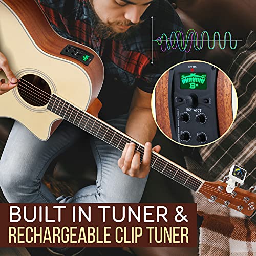 4/4 Full Size Acoustic-Electric Guitar Kit with 4-Band EQ, Spruce Mahogany R54491