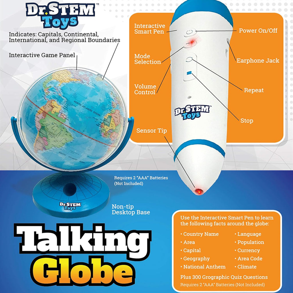 9 Inch Talking World Globe with Stylus Pen and Stand E947748