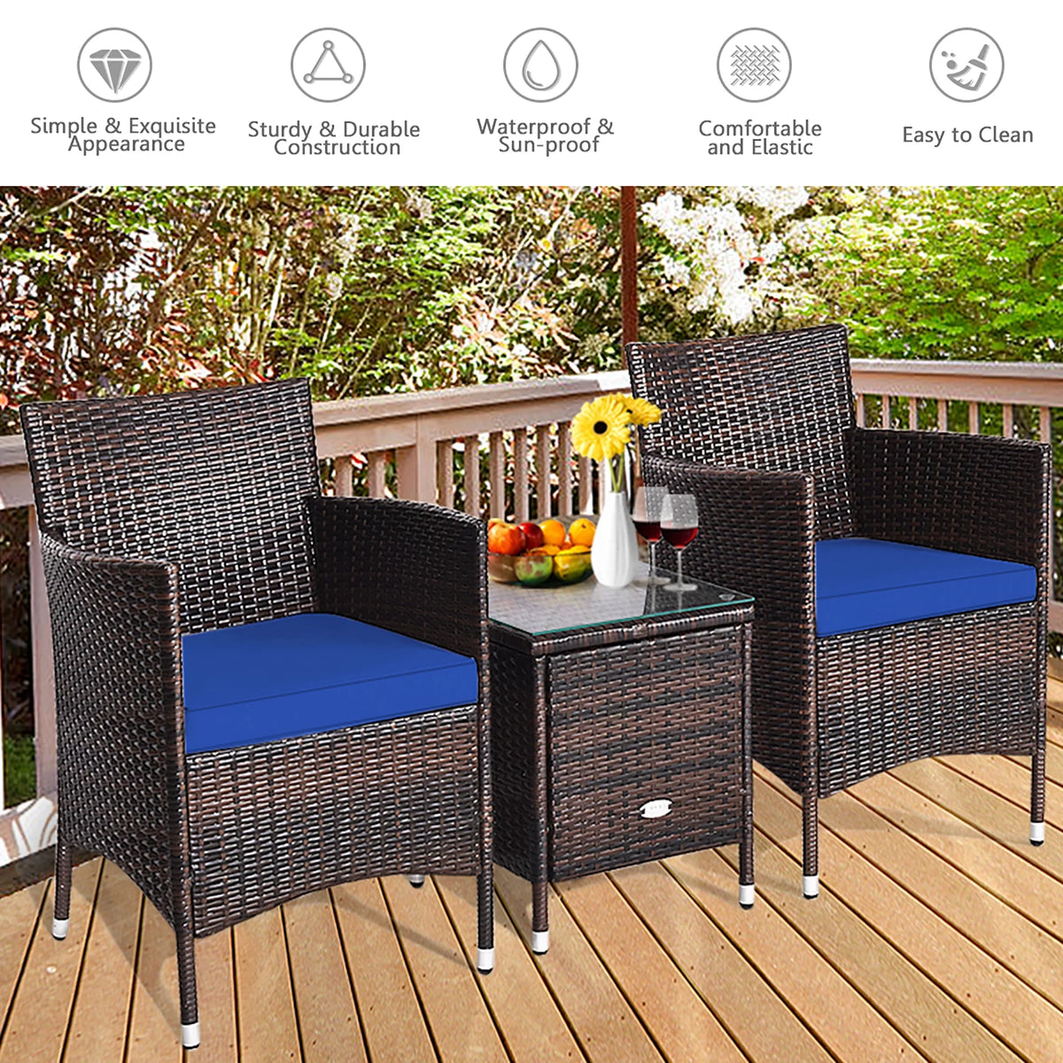 3 PCS Rattan Wicker Furniture Set C5268