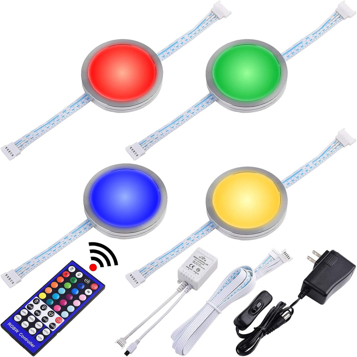 RGBWW Under Cabinet LED Puck Light Kit, 6 Lights Pack of 2 C195