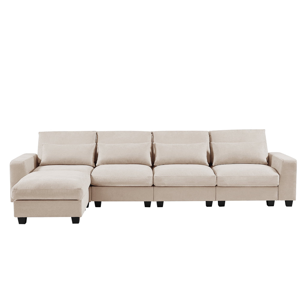 Modern L-Shape Feather Filled Sectional Sofa with Reversible Chaise V560998