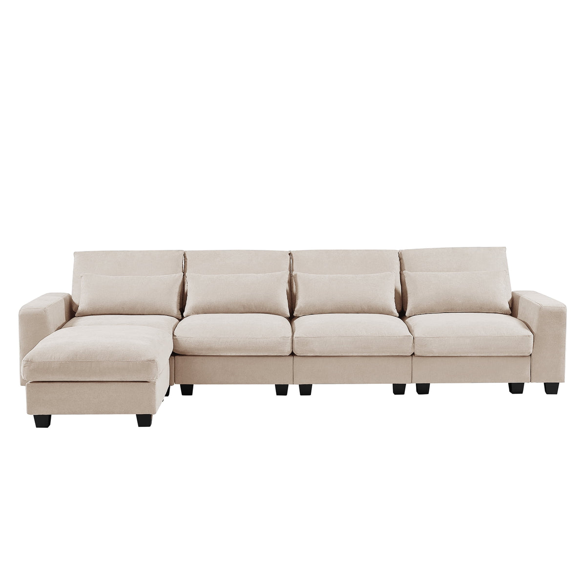 Modern L-Shape Feather Filled Sectional Sofa with Reversible Chaise V560998