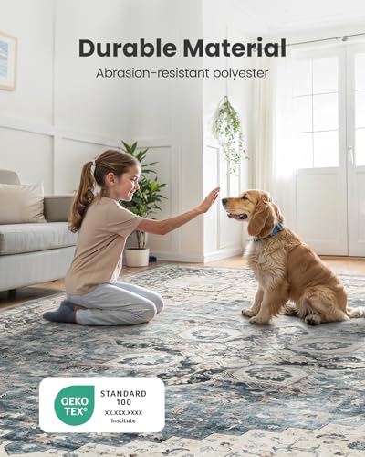 8x10 Washable Low-Profile Area Rug with Non-Slip Backing K7413