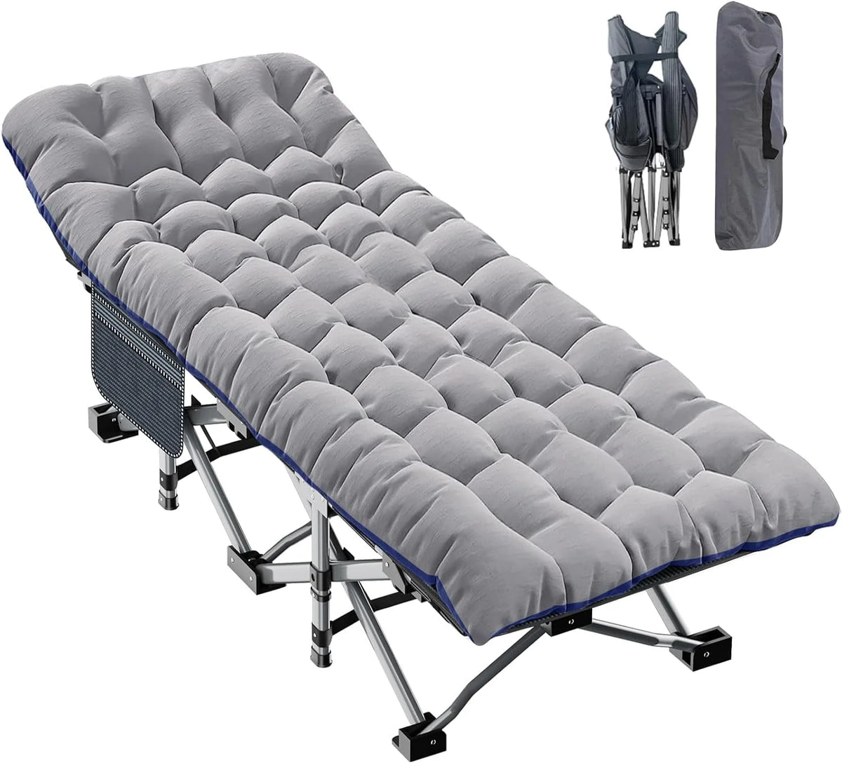 2 Pack Folding Camping Cot with Mattress and Carry Bag J773